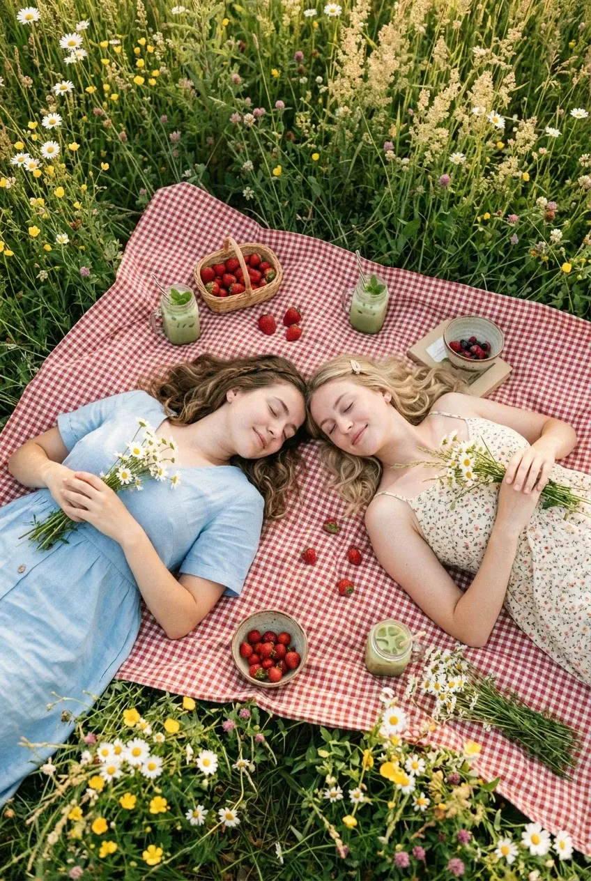 Best Friend Photoshoot Picnic Meadow — aesthetic DP for Instagram full HD profile picture