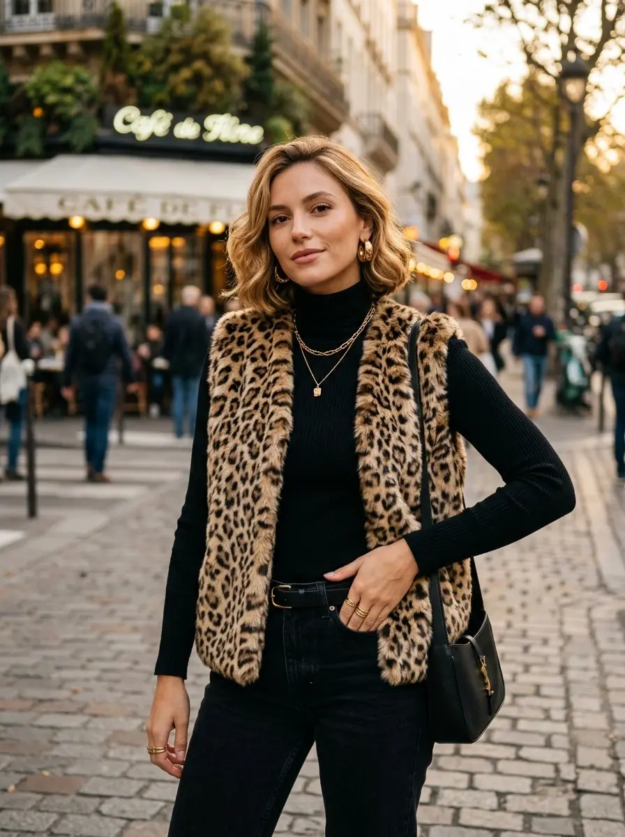 Vintage Chic Leopard Vest DP — aesthetic DP for Instagram full HD profile picture