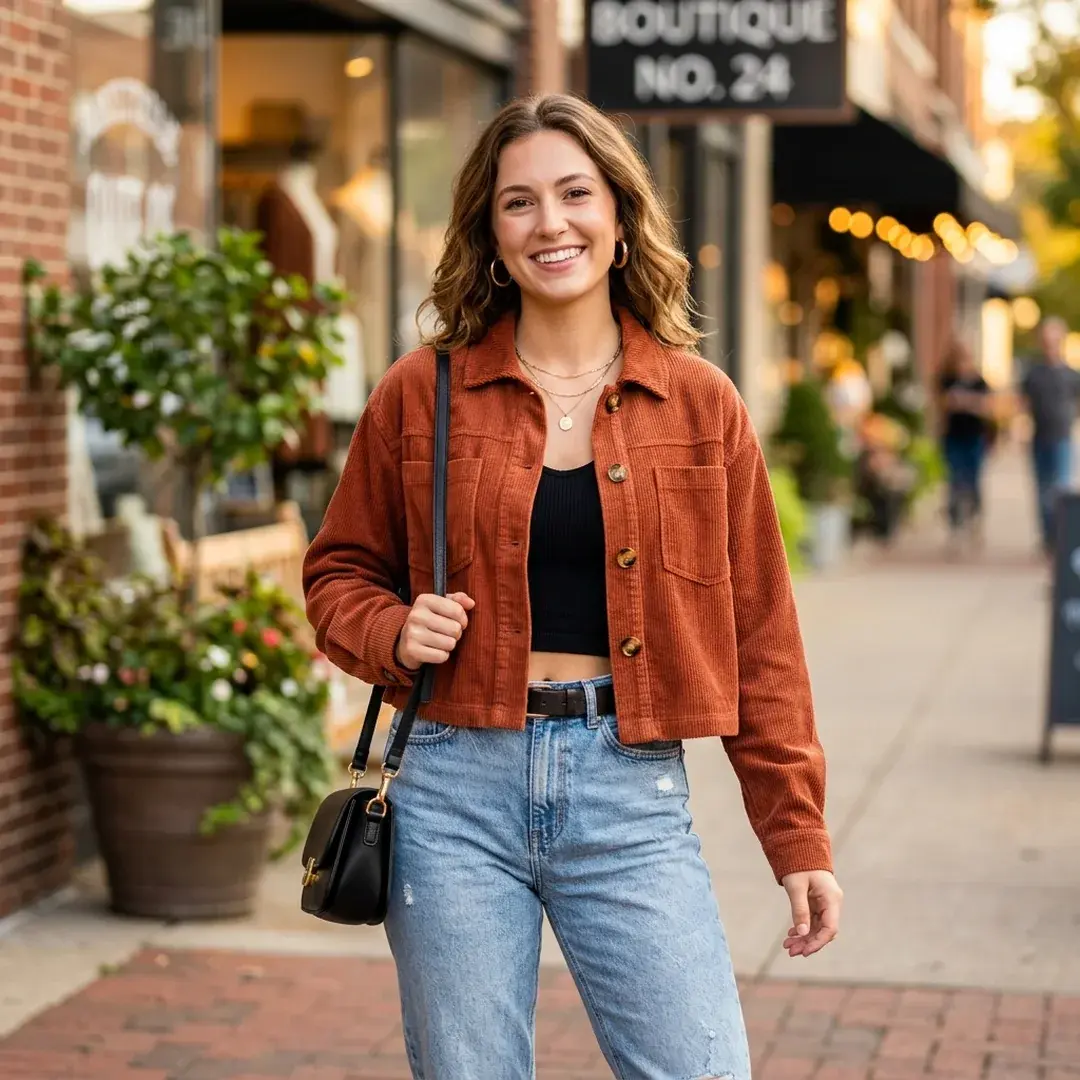 Playful Cropped Shacket Fall Outfit — aesthetic DP for Instagram full HD profile picture
