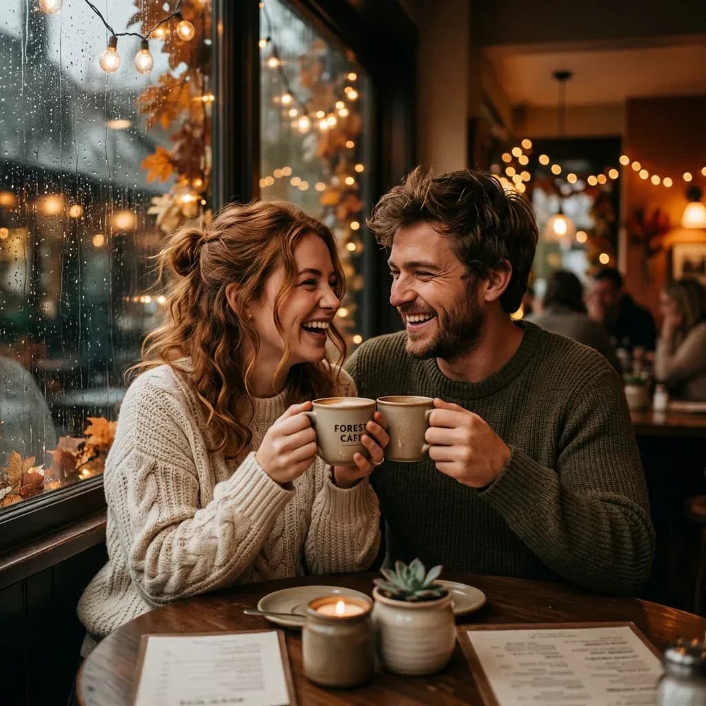 Cozy Autumn Cafe Date — HD couple DP for Instagram romantic matching profile picture