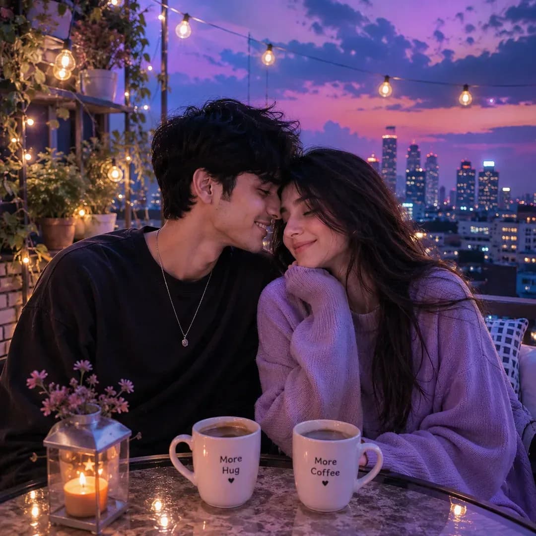 Rooftop Romance  — HD couple DP for Instagram romantic matching profile picture