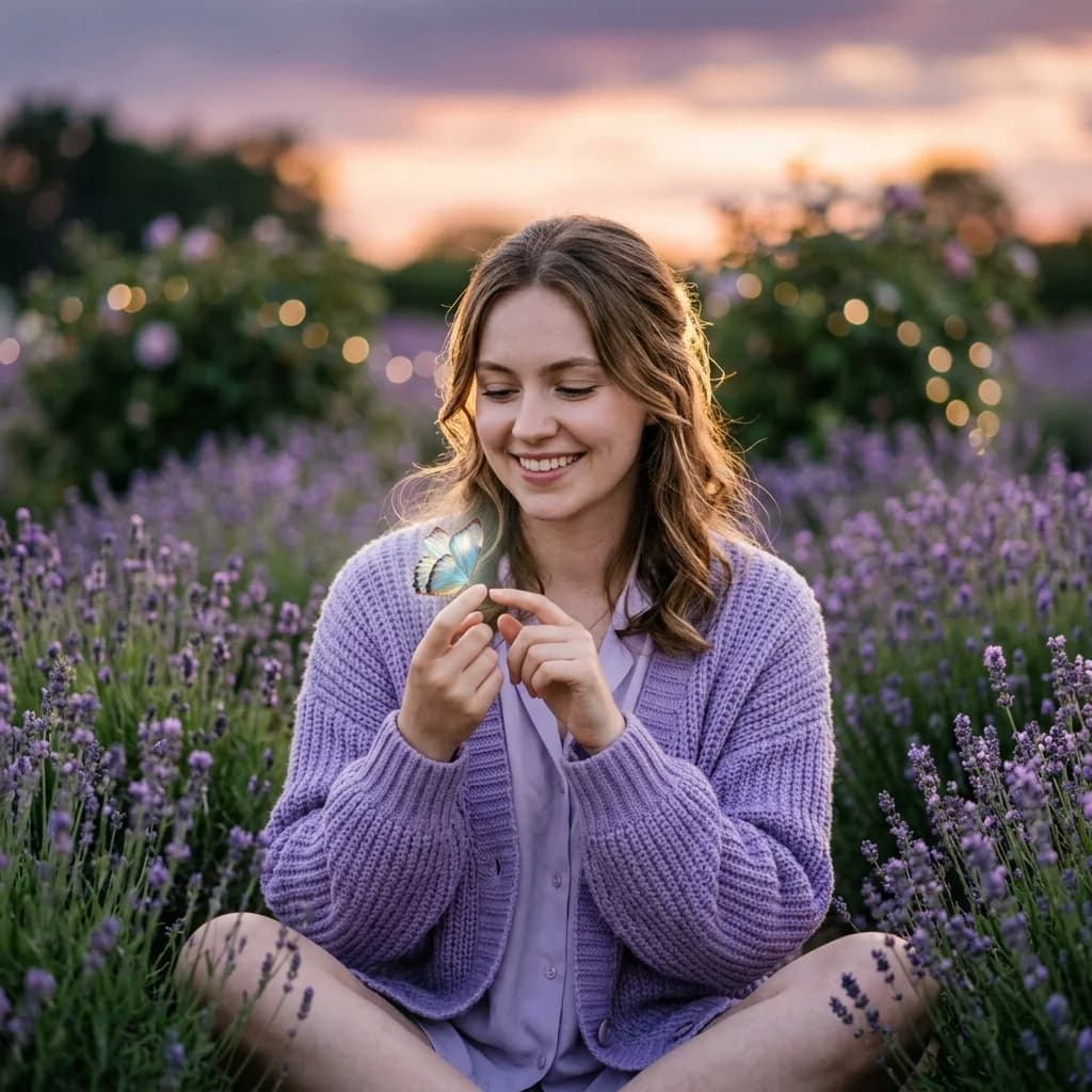 Lavender Butterfly Garden DP - Cute Instagram DP with lavender garden and butterfly aesthetic | BiosStyle HD Instagram DP