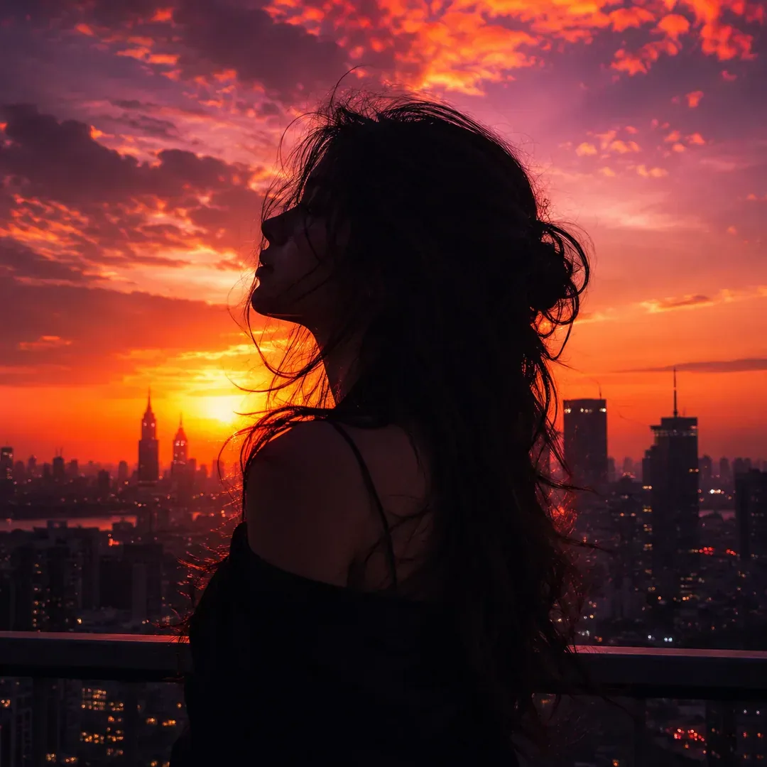 Sunset Queen  - Sunset silhouette Instagram DP for girl | BiosStyle HD Instagram DP