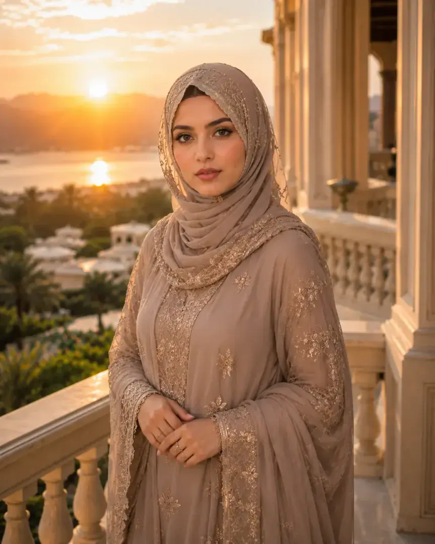 Balcony Sunset Hijab DP — Instagram Hijab DP aesthetic modest profile picture