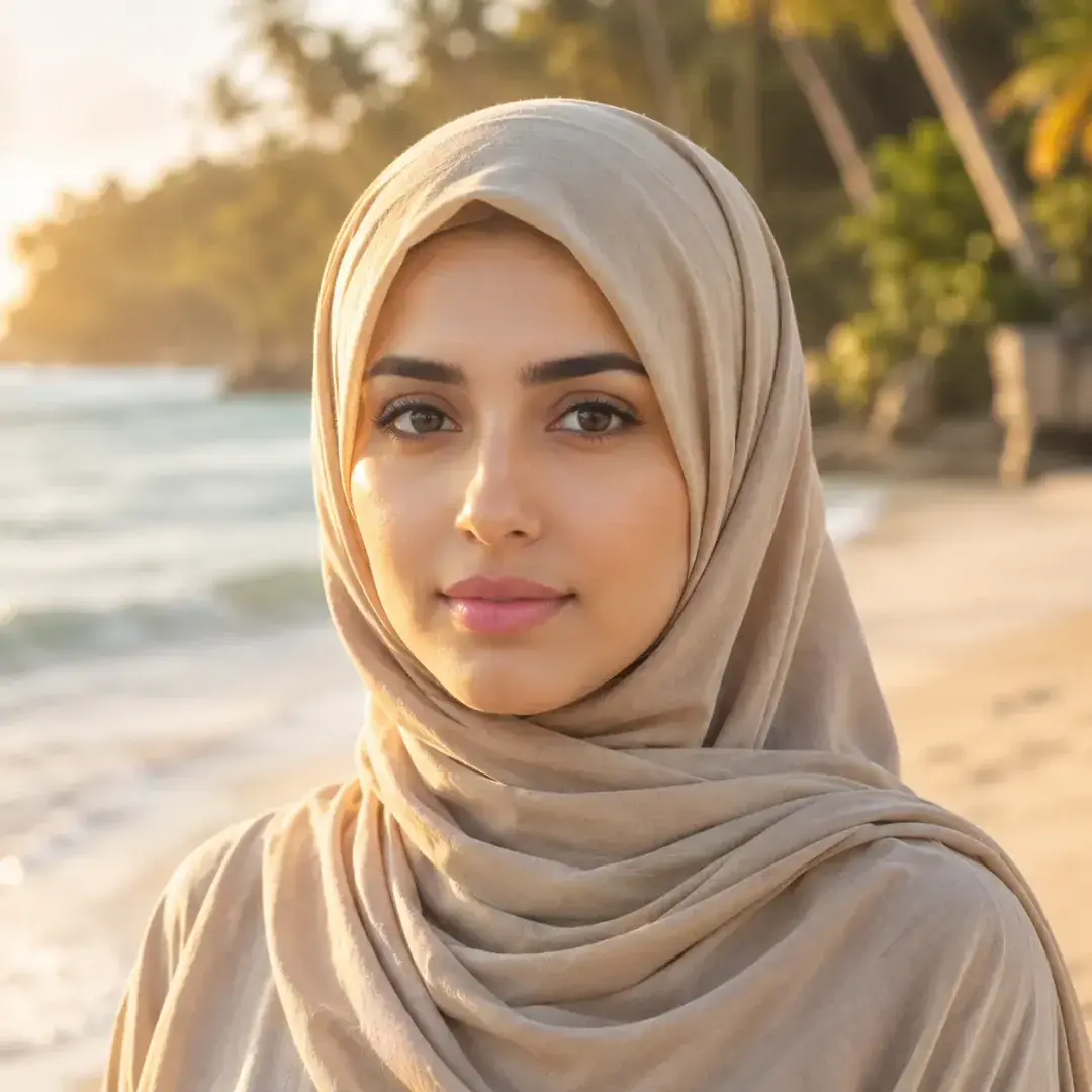 Beach Breeze Aesthetic Hijab DP — Instagram Hijab DP aesthetic modest profile picture