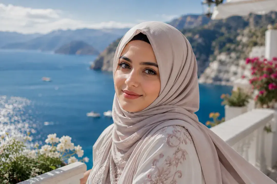 Blue Ocean Aesthetic Hijab DP — Instagram Hijab DP aesthetic modest profile picture