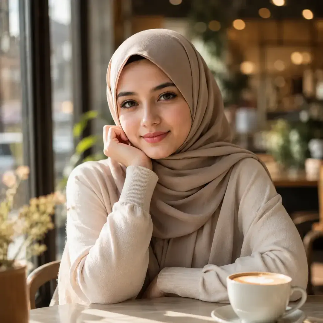Cafe Coffee Aesthetic Hijab DP — Instagram Hijab DP aesthetic modest profile picture