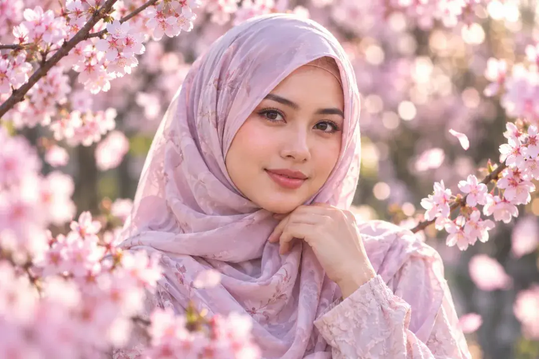 Cherry Blossom Floral Hijab DP — Instagram Hijab DP aesthetic modest profile picture