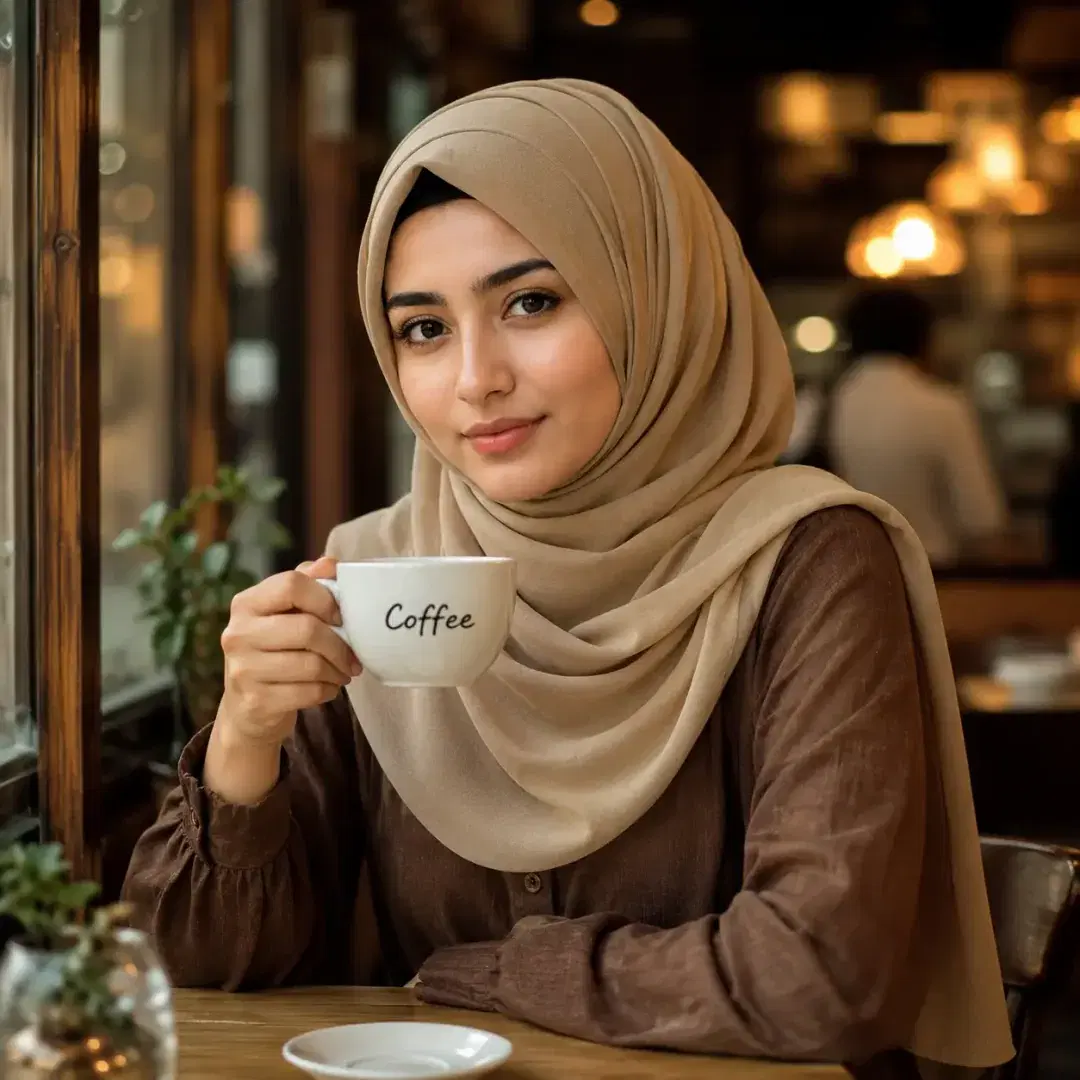 Coffee Shop Vibe Hijab DP — Instagram Hijab DP aesthetic modest profile picture