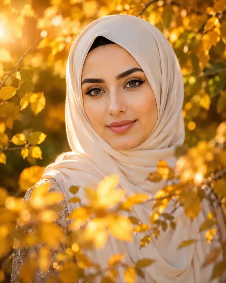 Golden Leaves Floral Hijab DP — Instagram Hijab DP aesthetic modest profile picture