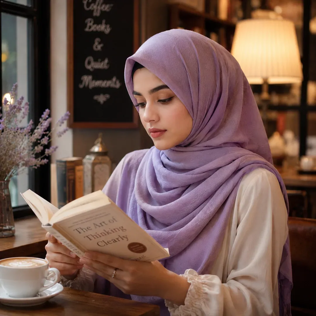 Cozy Reader Hijab DP — Instagram Hijab DP aesthetic modest profile picture
