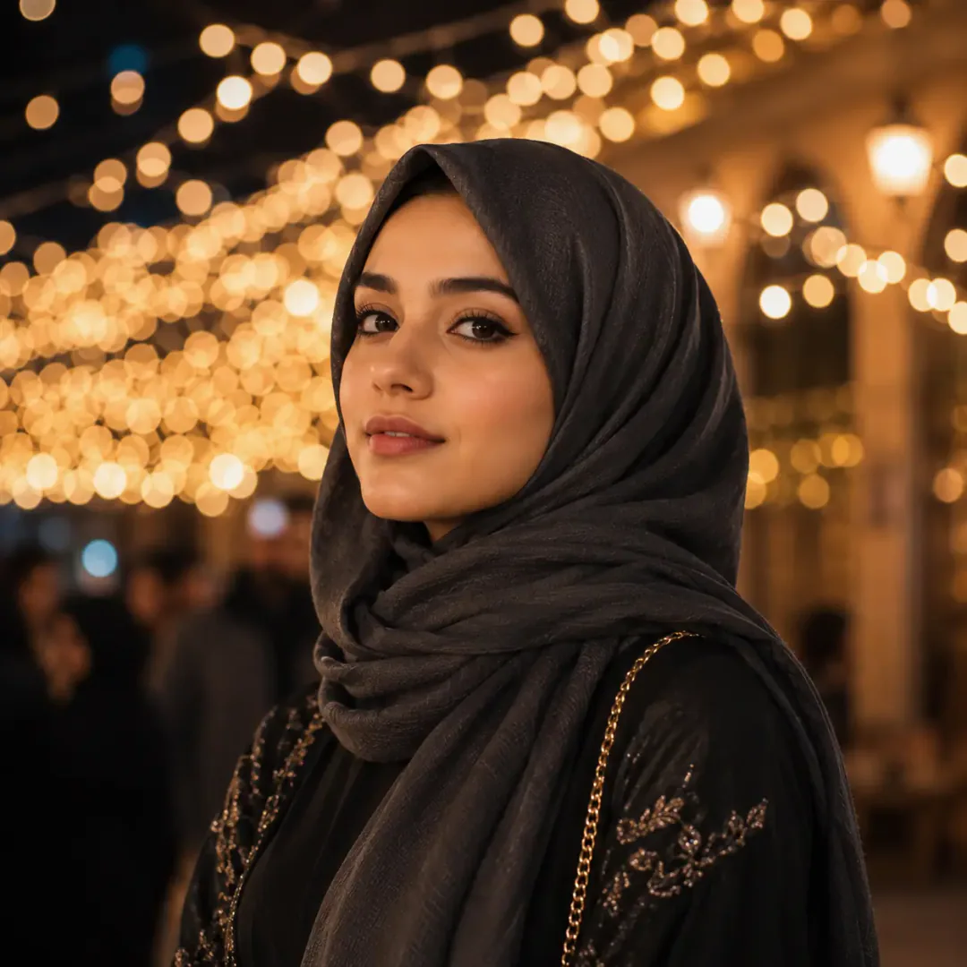 Golden Night Hijab DP — Instagram Hijab DP aesthetic modest profile picture