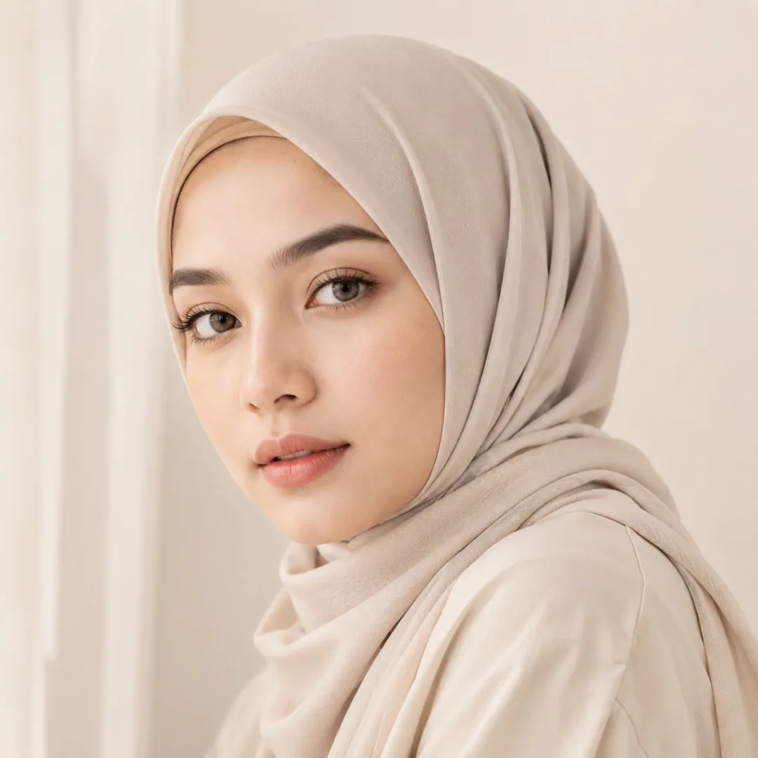 Minimal Beige Hijab DP - elegant instagram hijab dp with minimalist beige aesthetic | BiosStyle HD Instagram DP