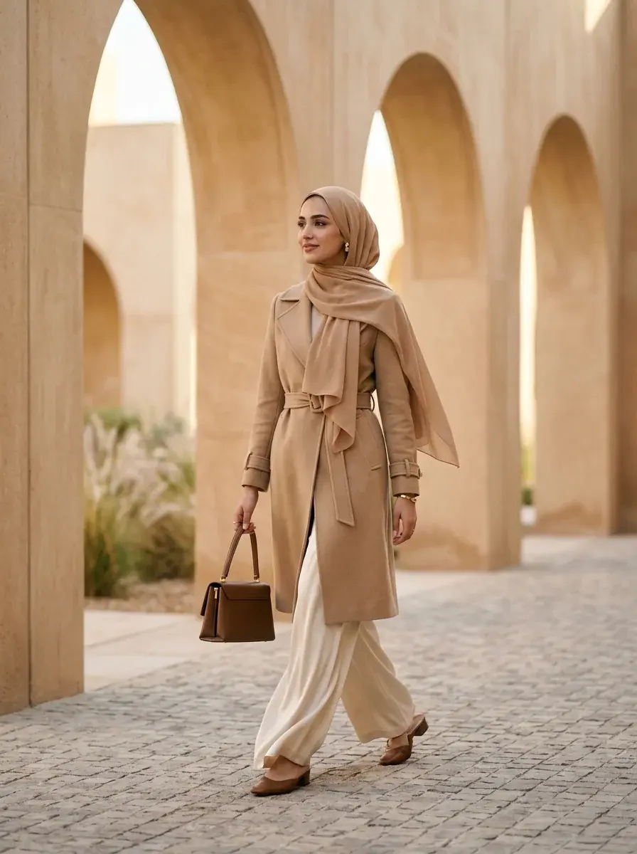 Modest Fashion Outfits Trench Coat Hijab — Instagram Hijab DP aesthetic modest profile picture