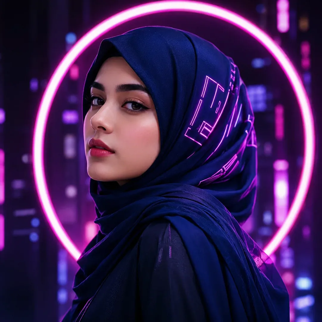 Neon Glow Hijab DP — Instagram Hijab DP aesthetic modest profile picture