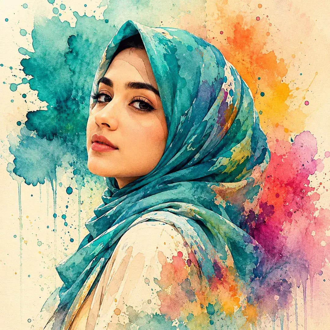 Watercolor Muse Hijab DP — Instagram Hijab DP aesthetic modest profile picture