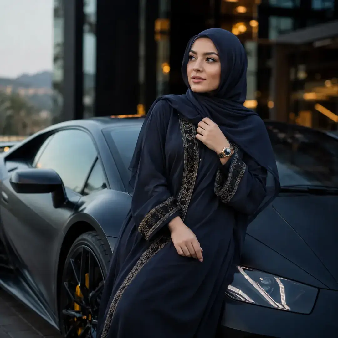 Luxury Car Street Hijab DP — Instagram Hijab DP aesthetic modest profile picture