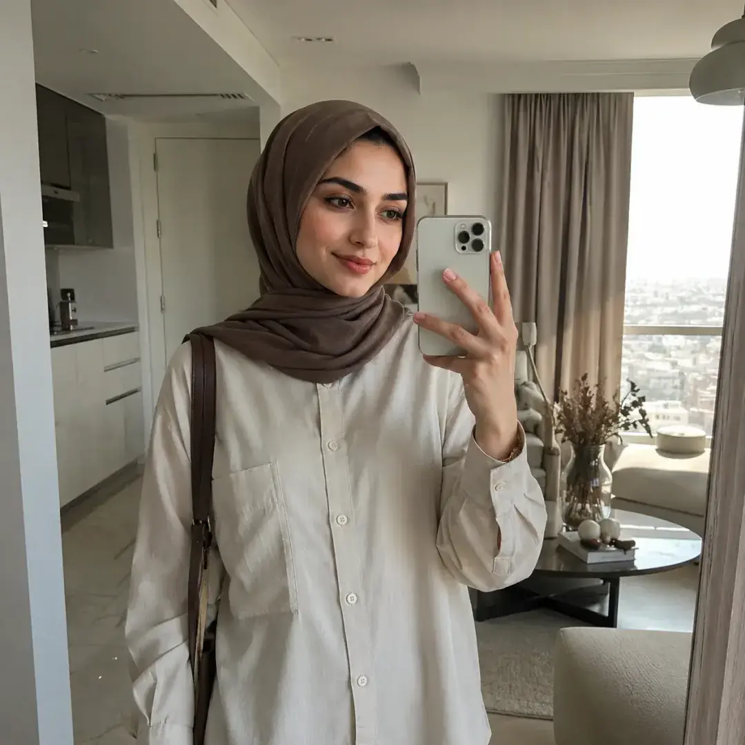 Mirror Selfie Chic Hijab DP — Instagram Hijab DP aesthetic modest profile picture