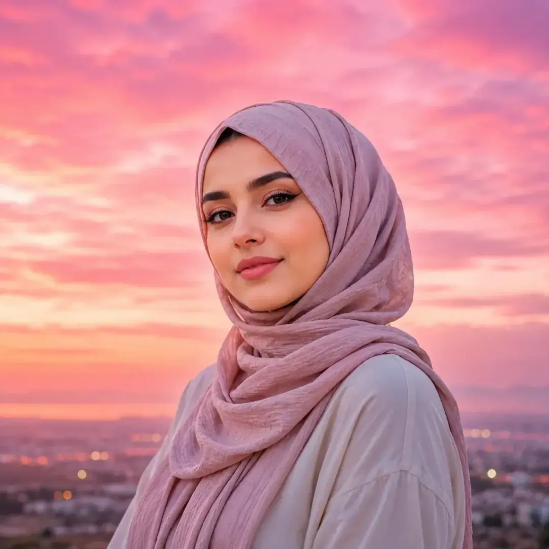 Pink Sky Sunset Hijab DP — Instagram Hijab DP aesthetic modest profile picture