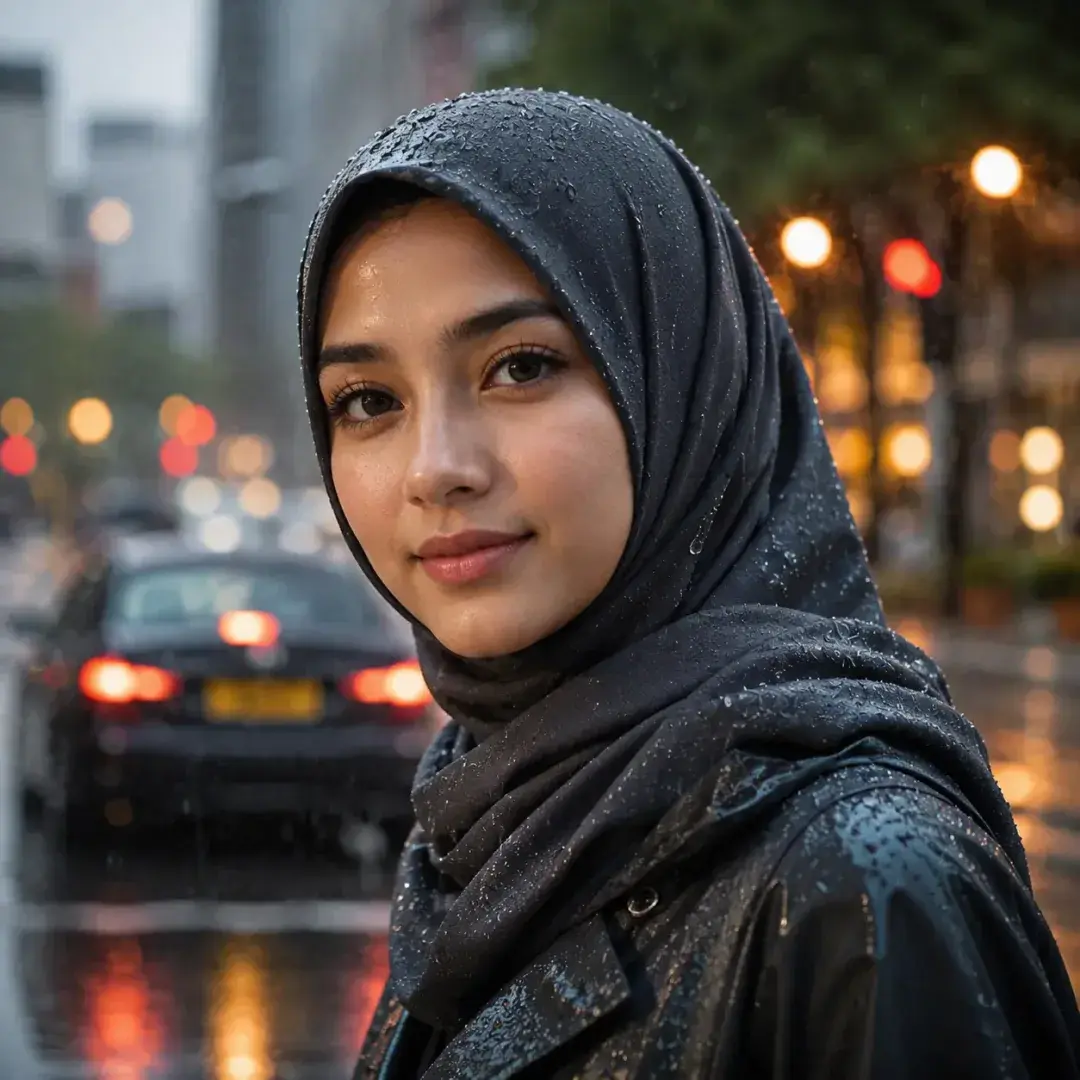 Rainy Mood Dark Hijab DP — Instagram Hijab DP aesthetic modest profile picture