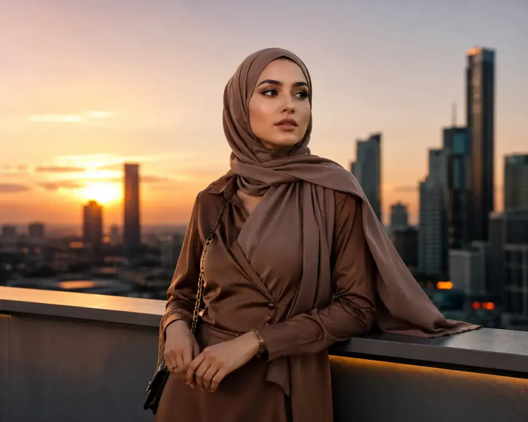 Rooftop Sunset Silhouette Hijab DP — Instagram Hijab DP aesthetic modest profile picture