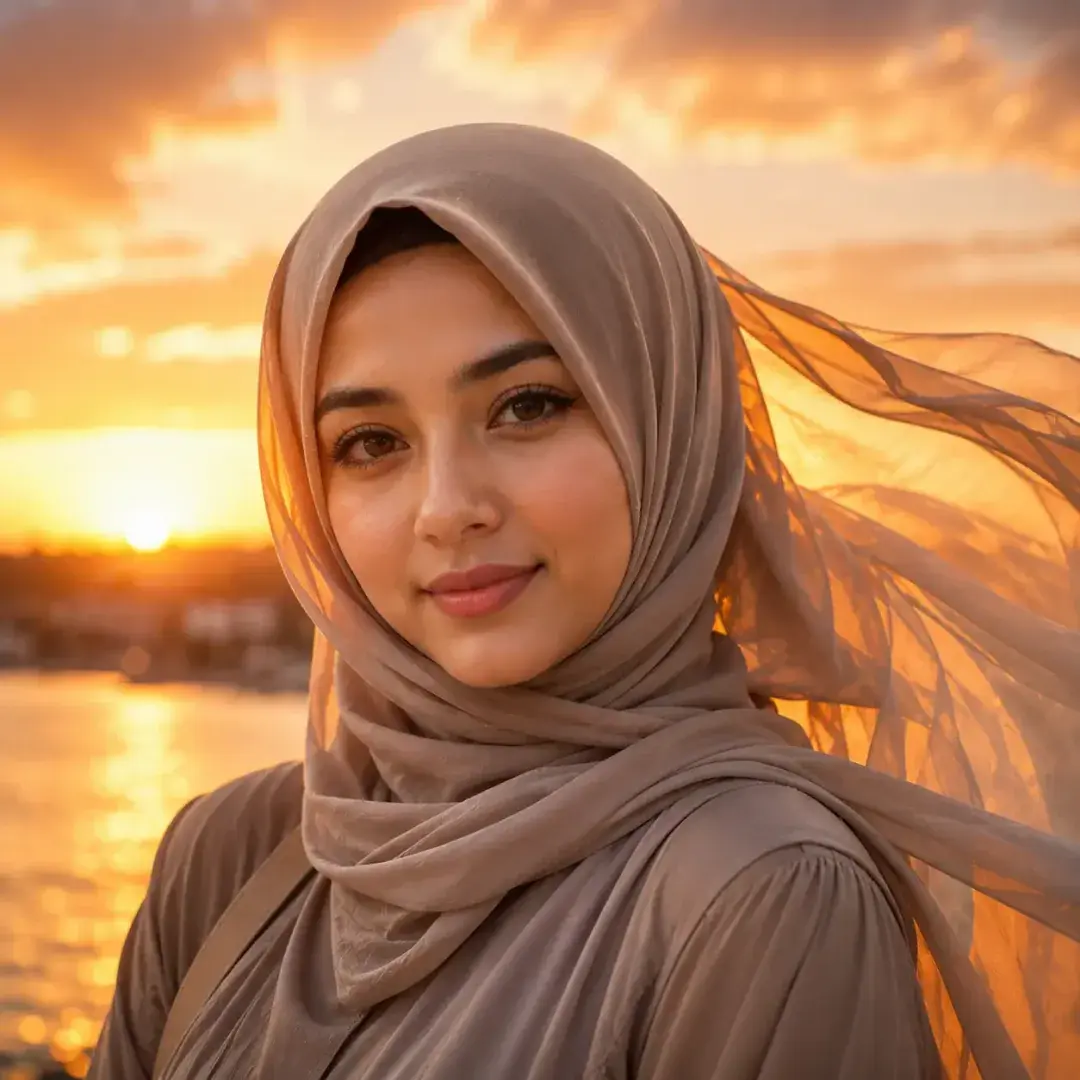 Sunset Silhouette Glow Hijab DP — Instagram Hijab DP aesthetic modest profile picture