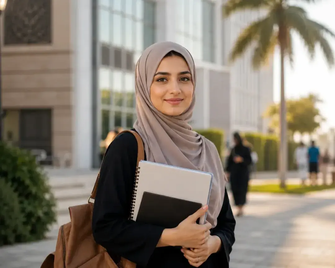 University Campus Street Hijab DP — Instagram Hijab DP aesthetic modest profile picture