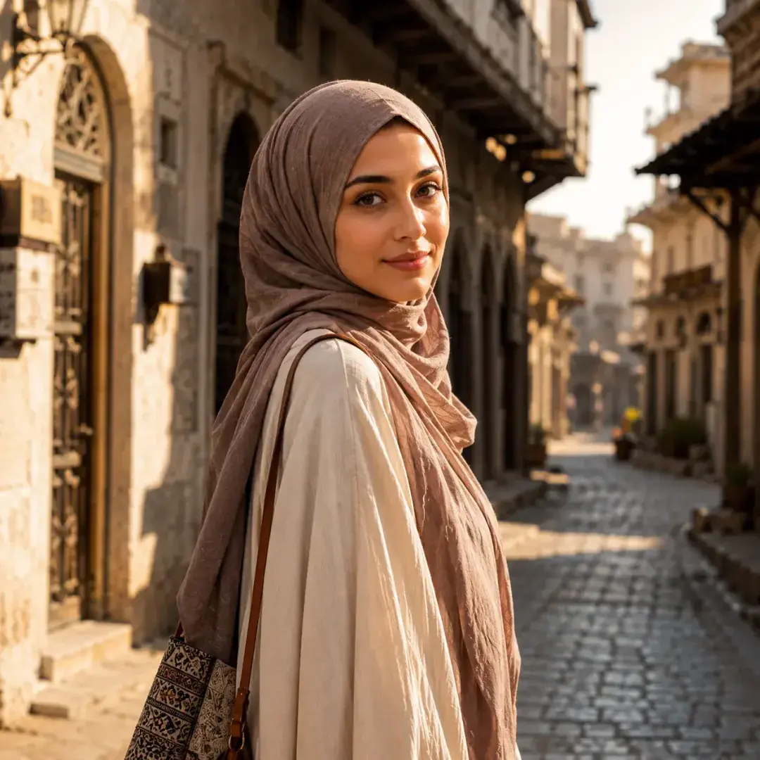 Vintage Street Fashion Hijab DP — Instagram Hijab DP aesthetic modest profile picture