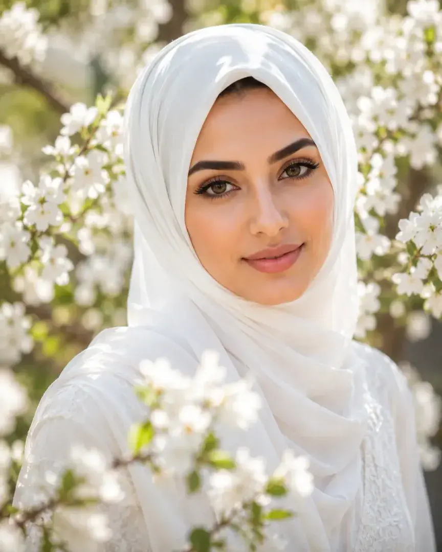 White Flowers Garden Hijab DP — Instagram Hijab DP aesthetic modest profile picture