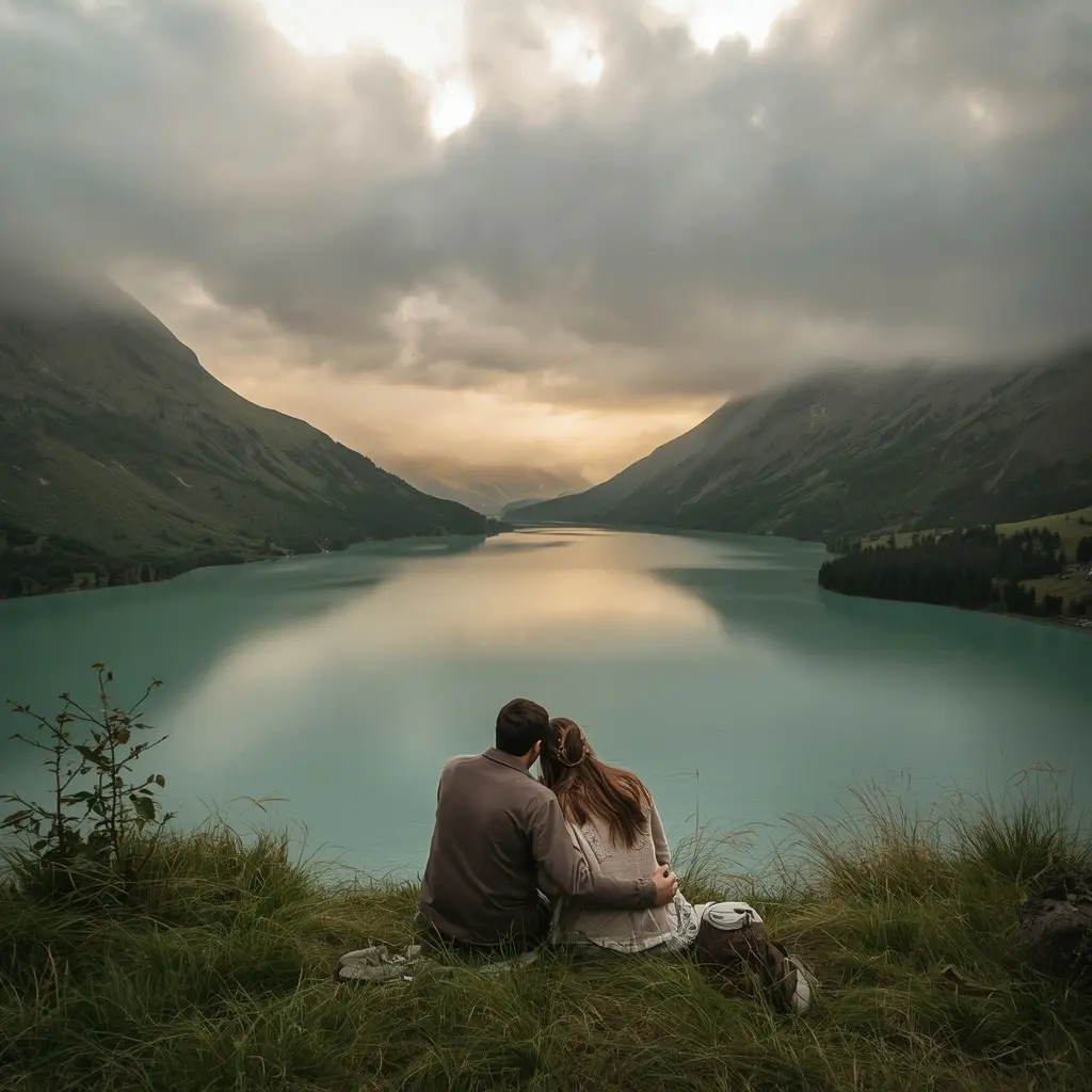 Golden Lake Love DP — HD couple DP for Instagram romantic matching profile picture