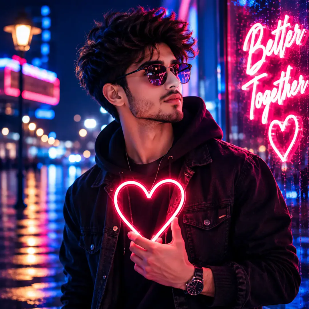 Neon Heart DP — HD couple DP for Instagram romantic matching profile picture