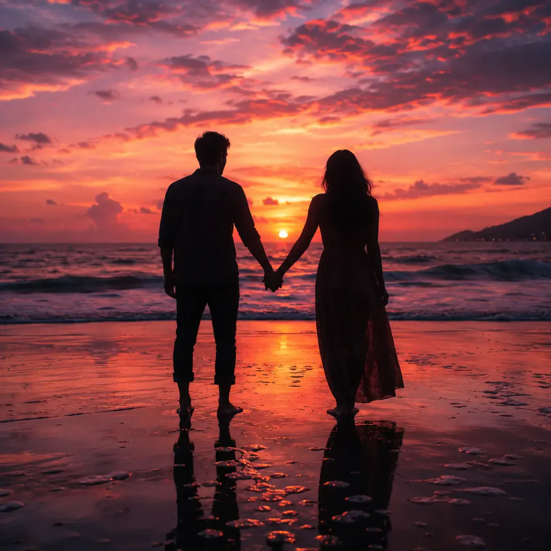 Sunset Love Silhouette — HD couple DP for Instagram romantic matching profile picture