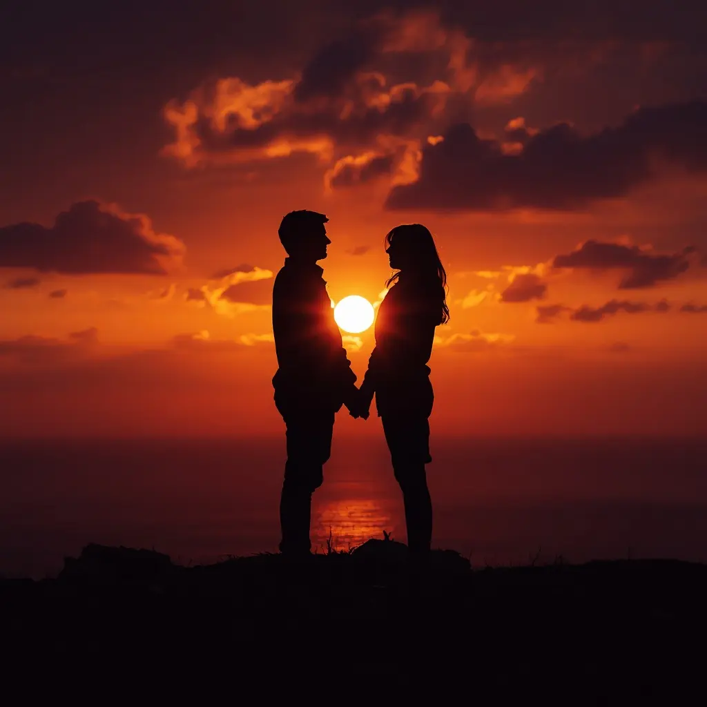 Sunset Silhouette Love DP — HD couple DP for Instagram romantic matching profile picture