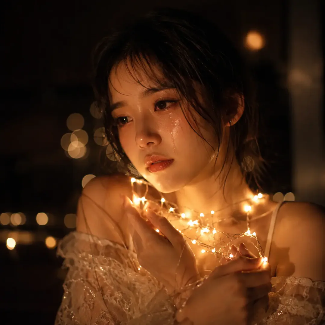 Fairy Light Sad DP - sad dp for instagram with fairy lights and emotional mood | BiosStyle HD Instagram DP