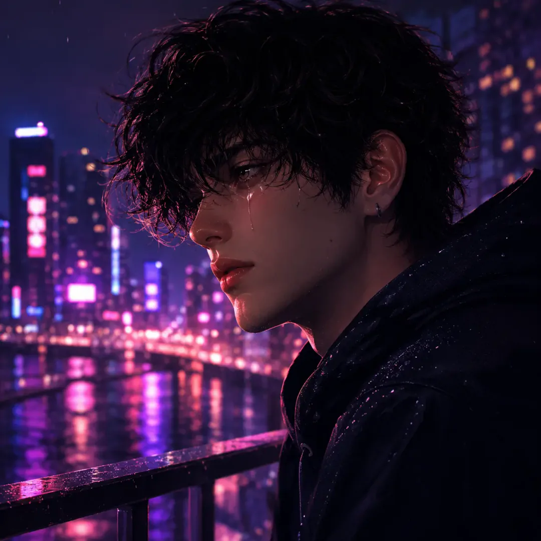 Sad DP for Instagram — Neon Heartbreak DP moody profile picture