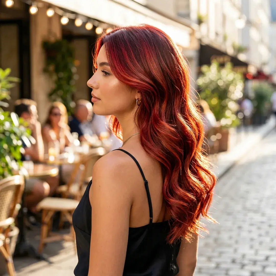 Trendy Vivid Red Balayage Waves Trendy Vivid Red Balayage Waves — trending girls DP for Instagram HD profile picture