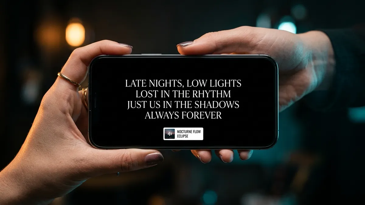 Minimalist black screen Instagram Story showcase displaying delicate white lyric typography on smartphone