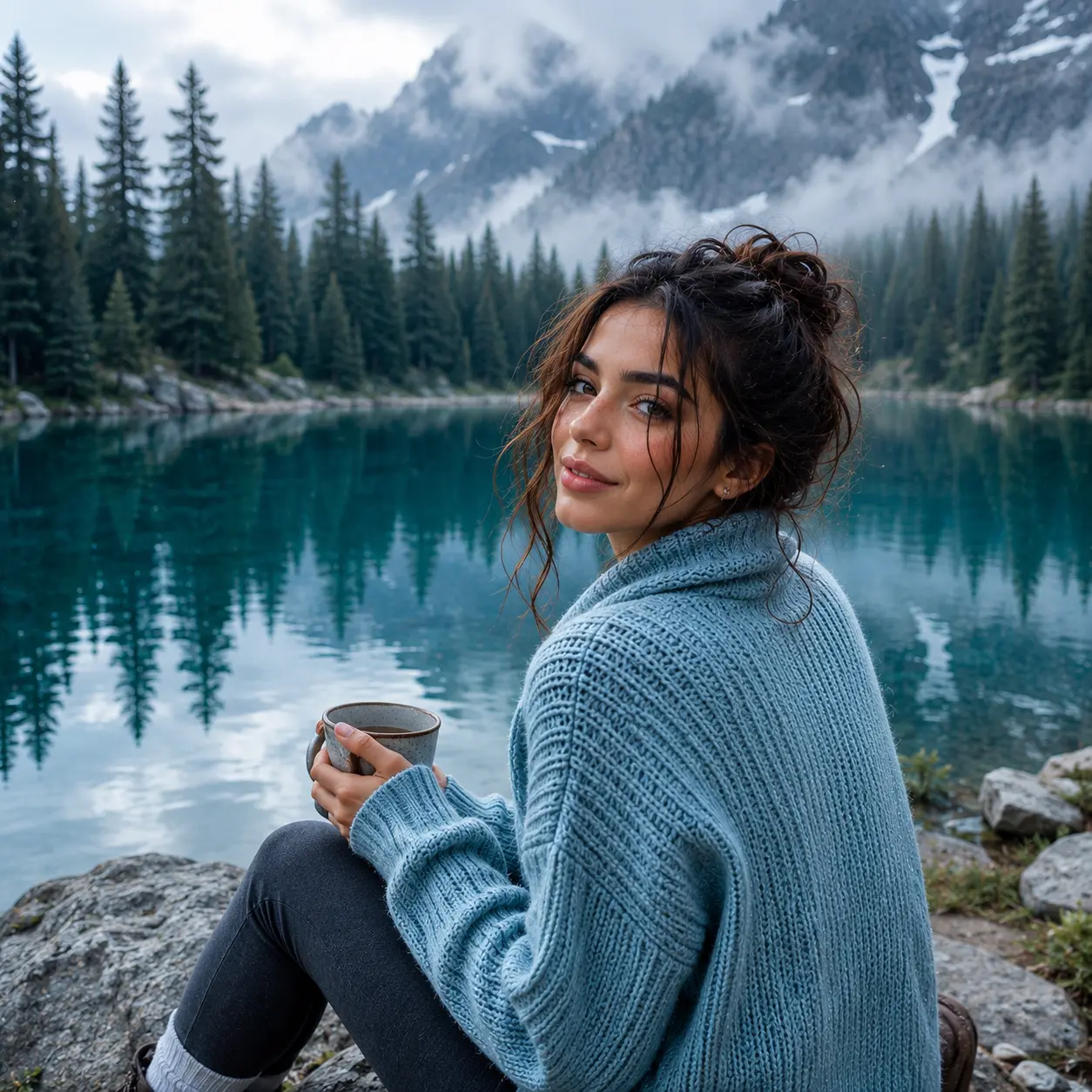 Mountain Serenity DP — Best Instagram DP for girls with nature aesthetic and mountain lake background
