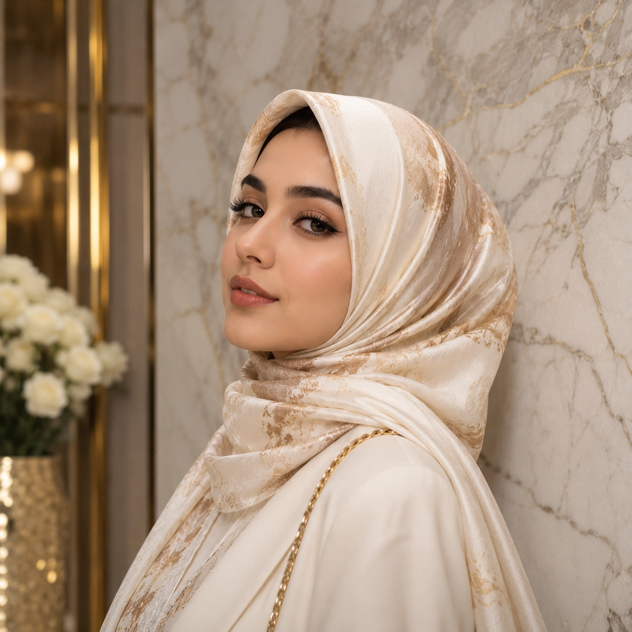 Golden Grace Hijab DP — luxury marble instagram hijab dp portrait