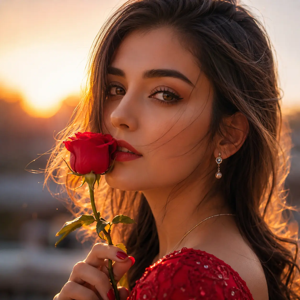 Rose Romance DP — Romantic love DP for Instagram with rose and sunset glow