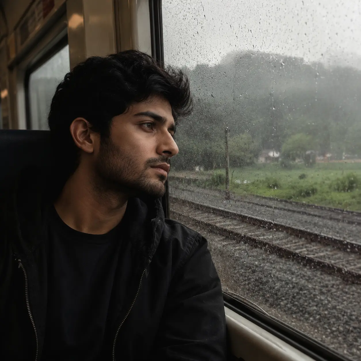 Window Reflections DP — sad dp for instagram with rainy train window scene